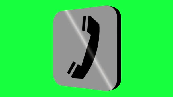 Rotating Telephone Animated Logo Uhd Resolution Green Screen — Stock Video
