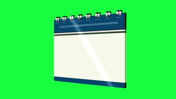 Animación Calendario Simple Giratoria Resolución Pantalla Verde — Vídeo de stock