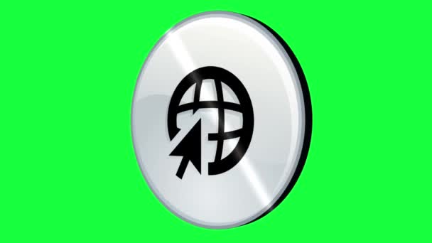 Mundo Busca Botão Logotipo Animação Alta Resolução Tela Verde Fundo — Vídeo de Stock
