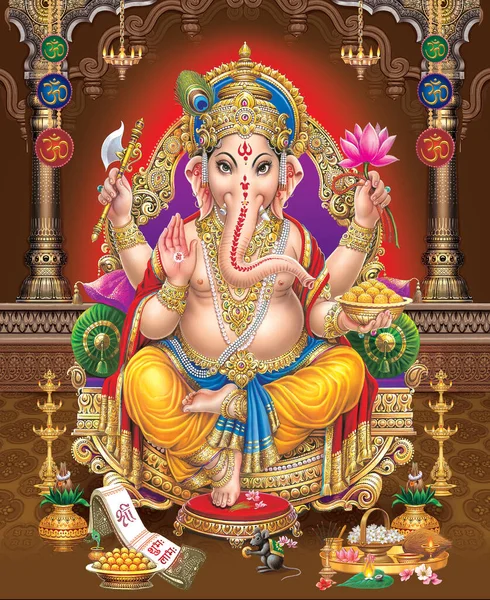 Blader Door Hoge Resolutie Stock Afbeeldingen Van Indiase Lord Ganesha — Stockfoto