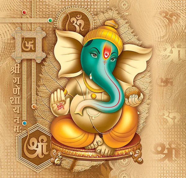 Blader Door Hoge Resolutie Stock Afbeeldingen Van Indiase Lord Ganesha — Stockfoto