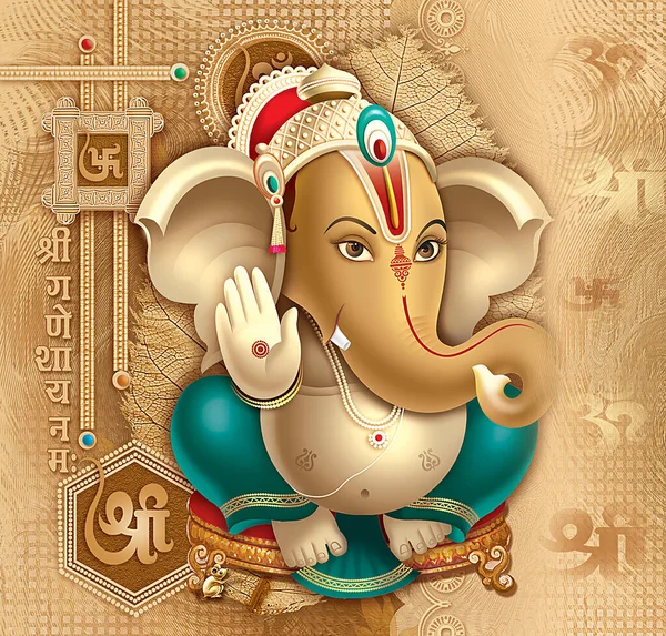 Blader Door Hoge Resolutie Stock Afbeeldingen Van Indiase Lord Ganesha — Stockfoto