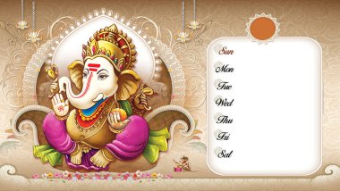 Yüksek çözünürlüklü Hint Tanrıları Lord Ganesha Dijital Boyama Takvimi