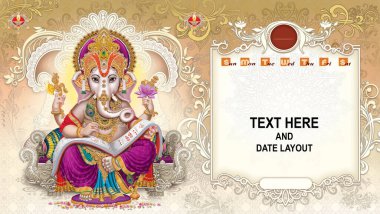 Yüksek çözünürlüklü Hint Tanrıları Lord Ganesha Dijital Boyama Takvimi