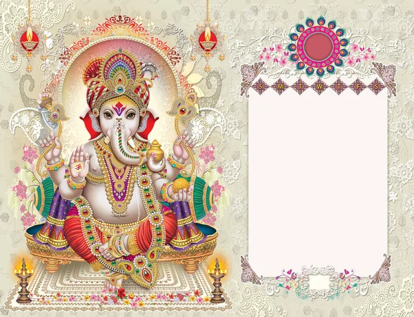 Hochauflösende Indische Götter Lord Ganesha Digital Painting Calendar Layout — Stockfoto