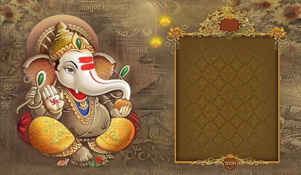 Indiska Guden Ganesha Indiska Lord Ganesh Indiska Mytologiska Bilden Ganesha — Stockfoto