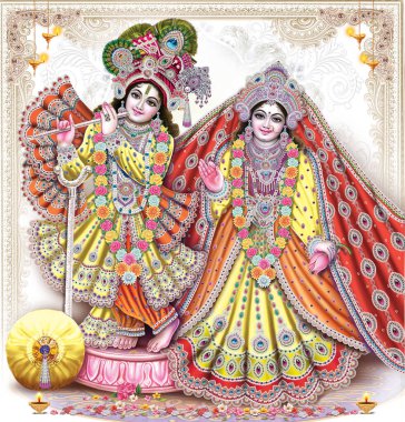 Hindistan Tanrısı Radhakrishna, Hindistan Lordu Krishna, Hindistan Mitolojik Radhakrishna Görüntüsü.
