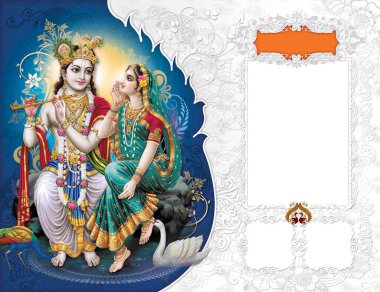 Hint Tanrısı Radhakrishna, Hintli Lord Krishna, Radhakrishna Takvim Planının Hint Mitolojik Görüntüsü.