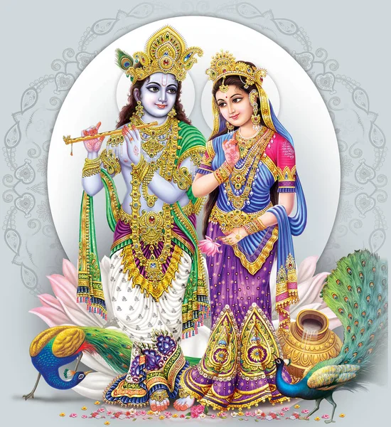 印度神Radhakrishna Indian Lord Krishna Indian Mythological Image Radhakrishna — 图库照片