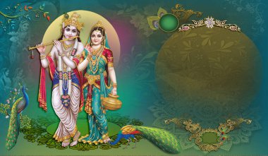 Hindistan Tanrısı Radhakrishna, Hindistan Lordu Krishna, Hindistan Mitolojik Radhakrishna Görüntüsü.