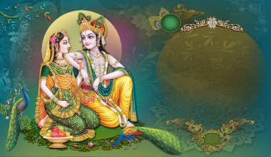 Hindistan Tanrısı Radhakrishna, Hindistan Lordu Krishna, Hindistan Mitolojik Radhakrishna Görüntüsü.