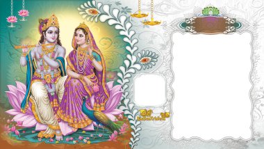 Hindistan Tanrısı Radhakrishna, Hindistan Lordu Krishna, Hindistan Mitolojik Radhakrishna Görüntüsü.