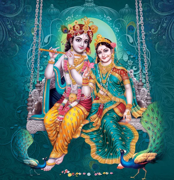 Dios Indio Radhakrishna Señor Indio Krishna Imagen Mitológica India Radhakrishna — Foto de Stock