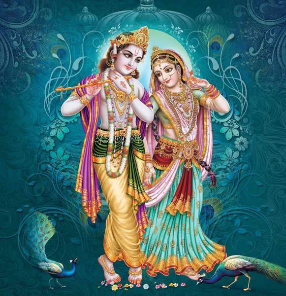 Dieu Indien Radhakrishna Seigneur Indien Krishna Image Mythologique Indienne Radhakrishna — Photo