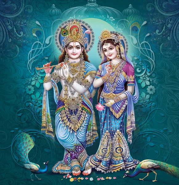 Dios Indio Radhakrishna Señor Indio Krishna Imagen Mitológica India Radhakrishna — Foto de Stock