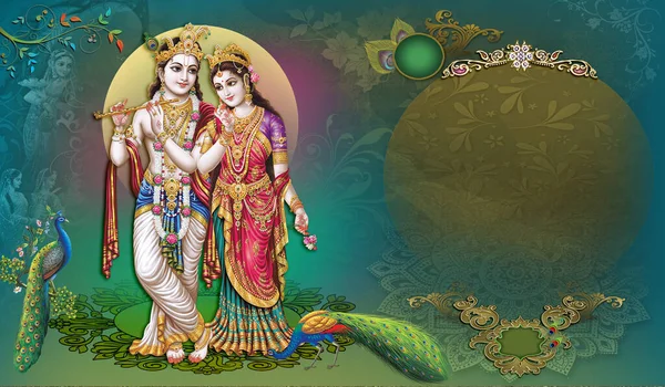 Dios Indio Radhakrishna Señor Indio Krishna Imagen Mitológica India Radhakrishna — Foto de Stock