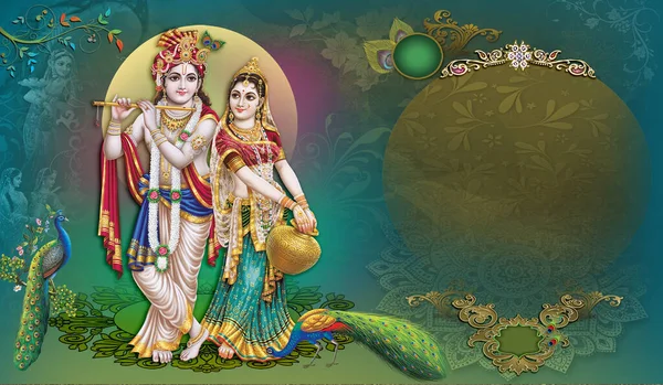 印度神Radhakrishna Indian Lord Krishna Indian Mythological Image Radhakrishna — 图库照片