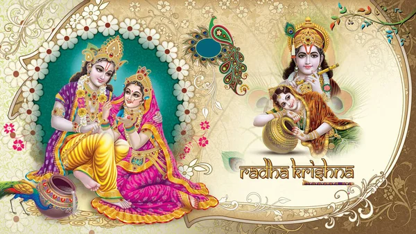 Indian God Radhakrishna, Indian Lord Krishna, Indian Mythological Image of Radhakrishna.