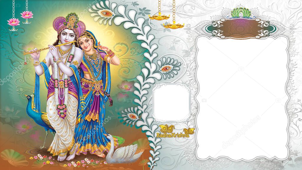 Indian God Radhakrishna, Indian Lord Krishna, Indian Mythological Image of Radhakrishna.