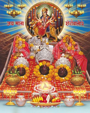 Hindu Festivali Ambe Maa, Tanrıça Dugra Yüksek Çözünürlüklü fotoğraf