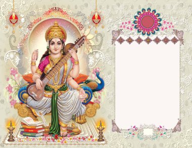 Goddess Saraswati Table Calendar layout. clipart