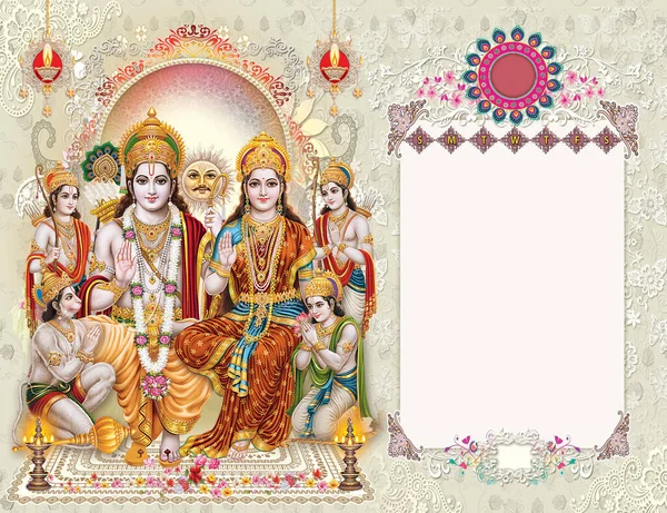 Ram Sita Bharat Satrugna Tabella Calendario Layout — Foto Stock