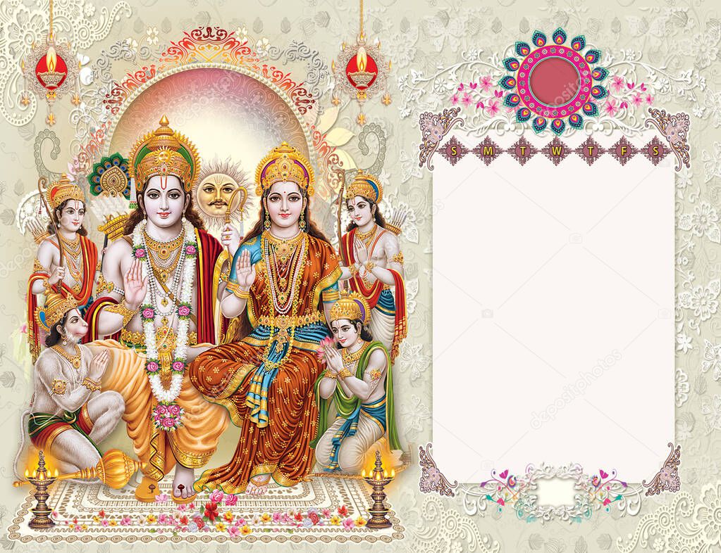 Ram Sita Bharat Satrugna Table Calendar layout.