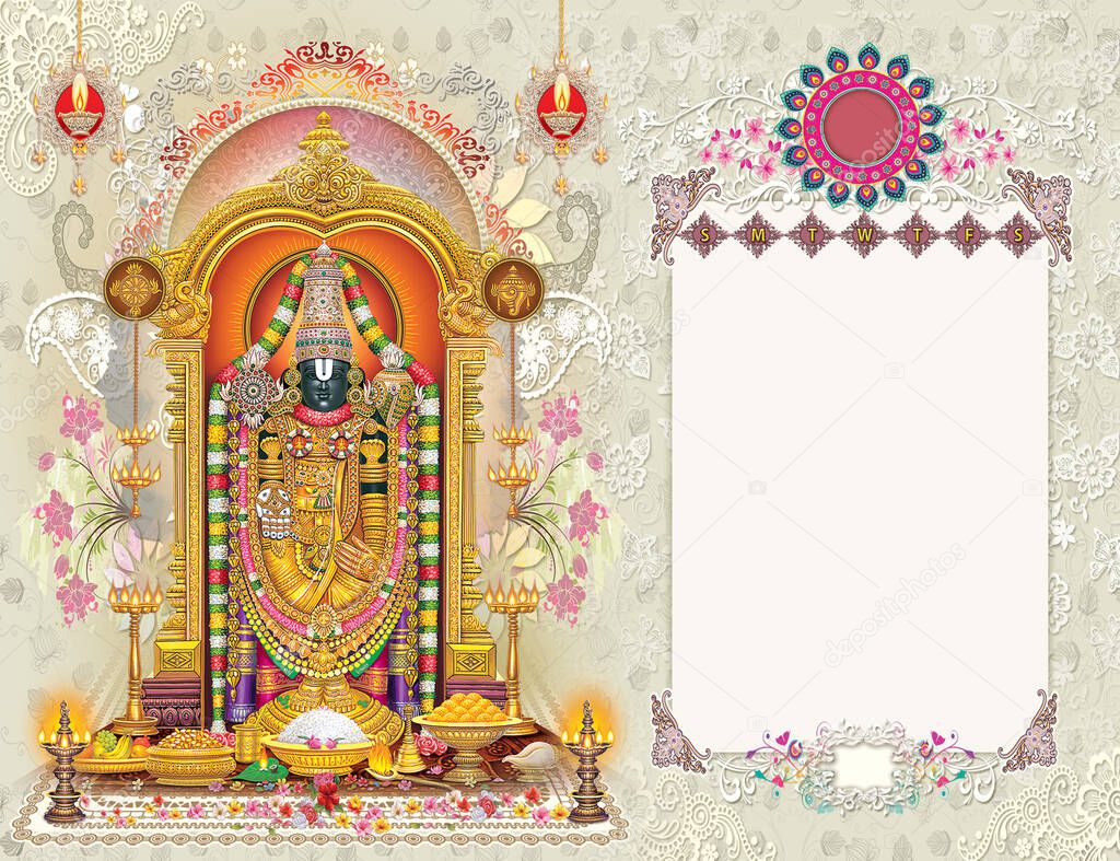 Lord Tirupati Table Calendar layout.