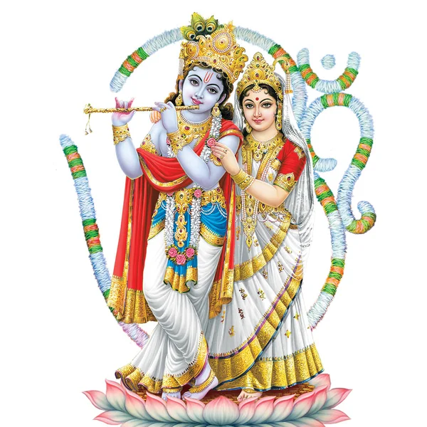 Deus Radhakrishna Senhor Indiano Krishna Imagem Mitológica Indiana Radhakrishna — Fotografia de Stock