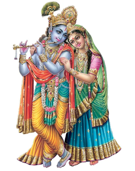 Gud Radhakrishna Indiska Lord Krishna Indiska Mytologiska Bilden Radhakrishna — Stockfoto