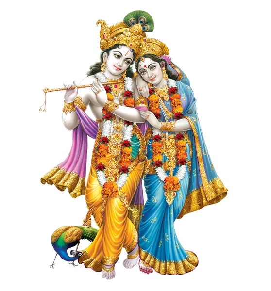 Бог Радхакришна Индийский Господь Кришна Индийский Мифологический Образ Радхакришны — стоковое фото