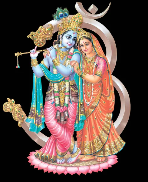 Gud Radhakrishna Indiska Lord Krishna Indiska Mytologiska Bilden Radhakrishna — Stockfoto