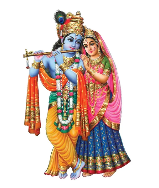 Deus Radhakrishna Senhor Indiano Krishna Imagem Mitológica Indiana Radhakrishna — Fotografia de Stock