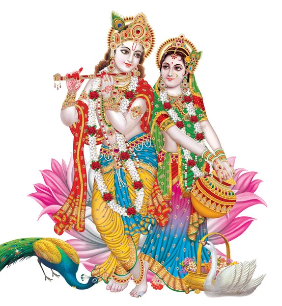 God Radhakrishna Indiase Heer Krishna Indiase Mythologische Beeld Van Radhakrishna — Stockfoto