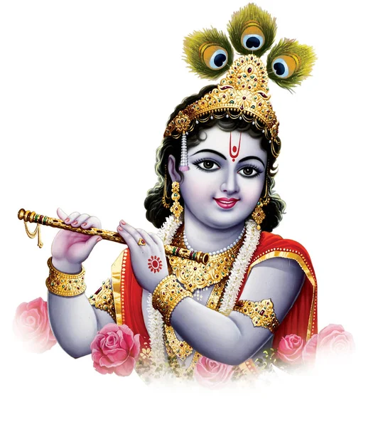Indian God Lord Krishna His Flute Making Magical Tunes — Stock Photo, Image