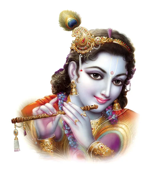 Indiase God Heer Krishna Met Zijn Fluit Het Maken Van — Stockfoto