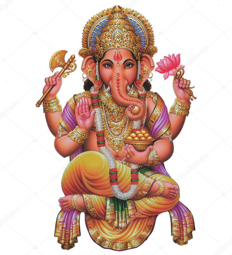 Indian God Ganesha, Indian Lord Ganesh, Indian Mythological Image of Ganesha.
