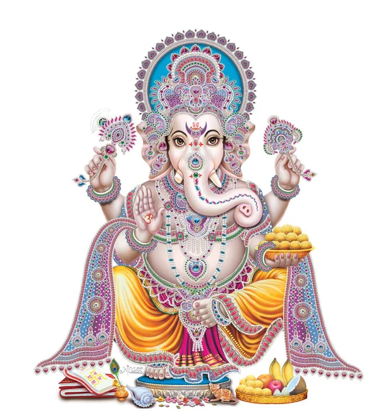 Indiska Guden Ganesha Indiska Lord Ganesh Indiska Mytologiska Bilden Ganesha — Stockfoto