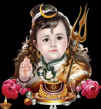Yüksek çözünürlüklü Hindu mitolojisi. Lord Shiva 'nın resmi.