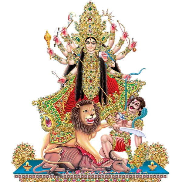 Indiase Godin Durga Digital Painings Van Drukkerij — Stockfoto