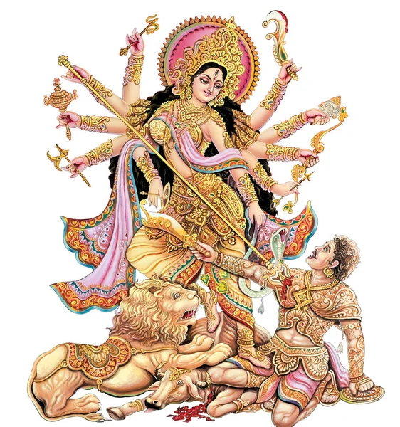 เทพธ ดาอ นเด Durga ความเจ บปวดด ตอลจากโรงพ — ภาพถ่ายสต็อก