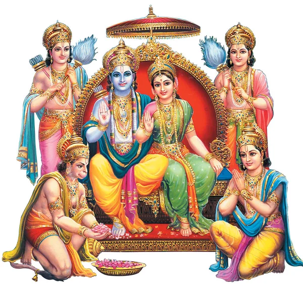 Indiase God Rama Met Sita Hanumân — Stockfoto