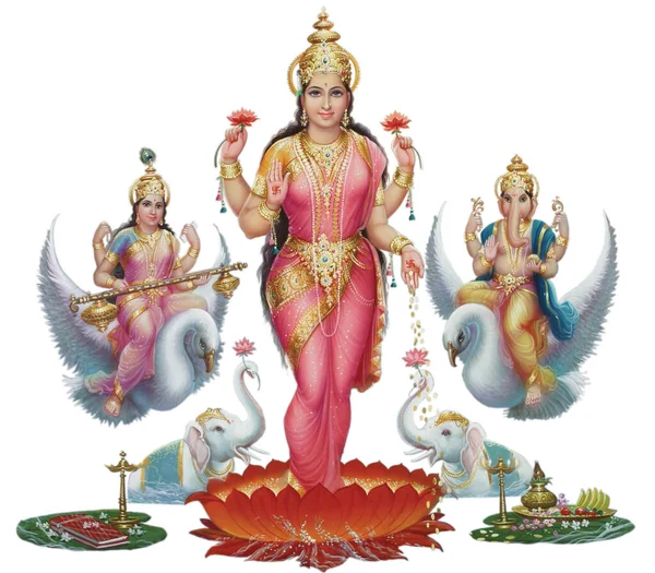 Hindu Cosmos Maha Laxshmi Goddess Wealth — Stock Photo, Image