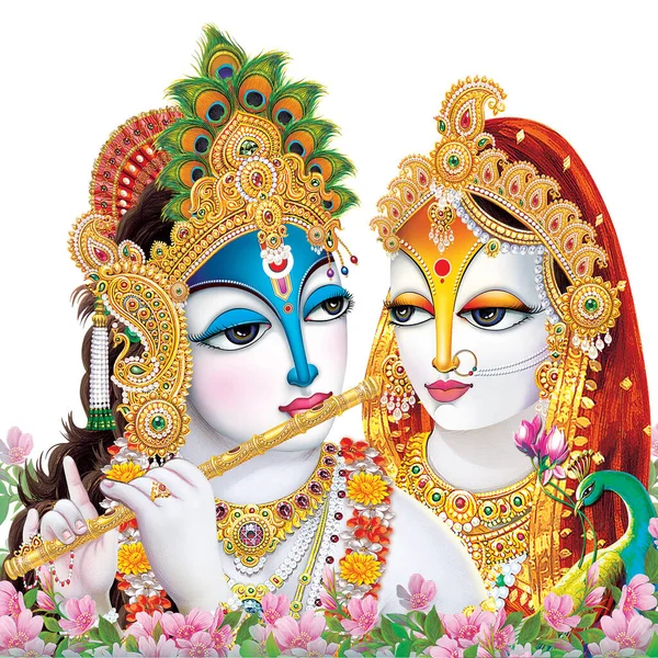 Indiase God Radhakrishna Indiase Heer Krishna Indiase Mythologische Beeld Van — Stockfoto