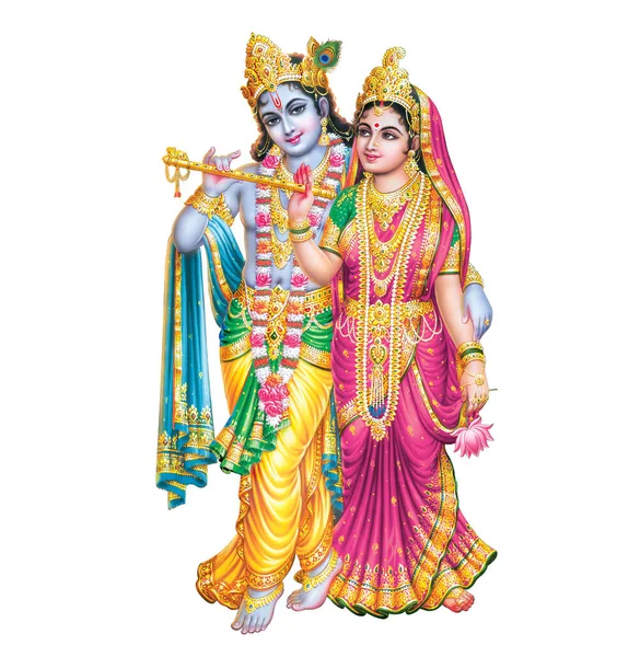 Dieu Indien Radhakrishna Seigneur Indien Krishna Image Mythologique Indienne Radhakrishna — Photo