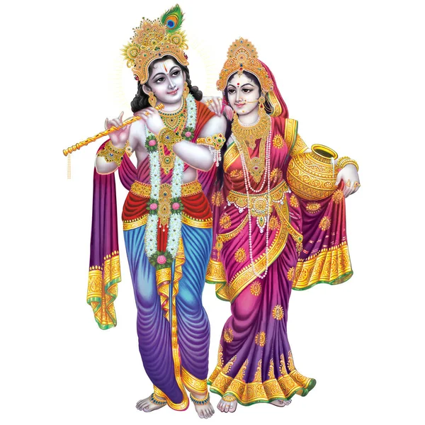 Dieu Indien Radhakrishna Seigneur Indien Krishna Image Mythologique Indienne Radhakrishna — Photo