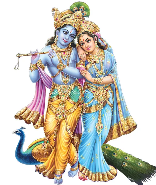 Indiase God Radhakrishna Indiase Heer Krishna Indiase Mythologische Beeld Van — Stockfoto