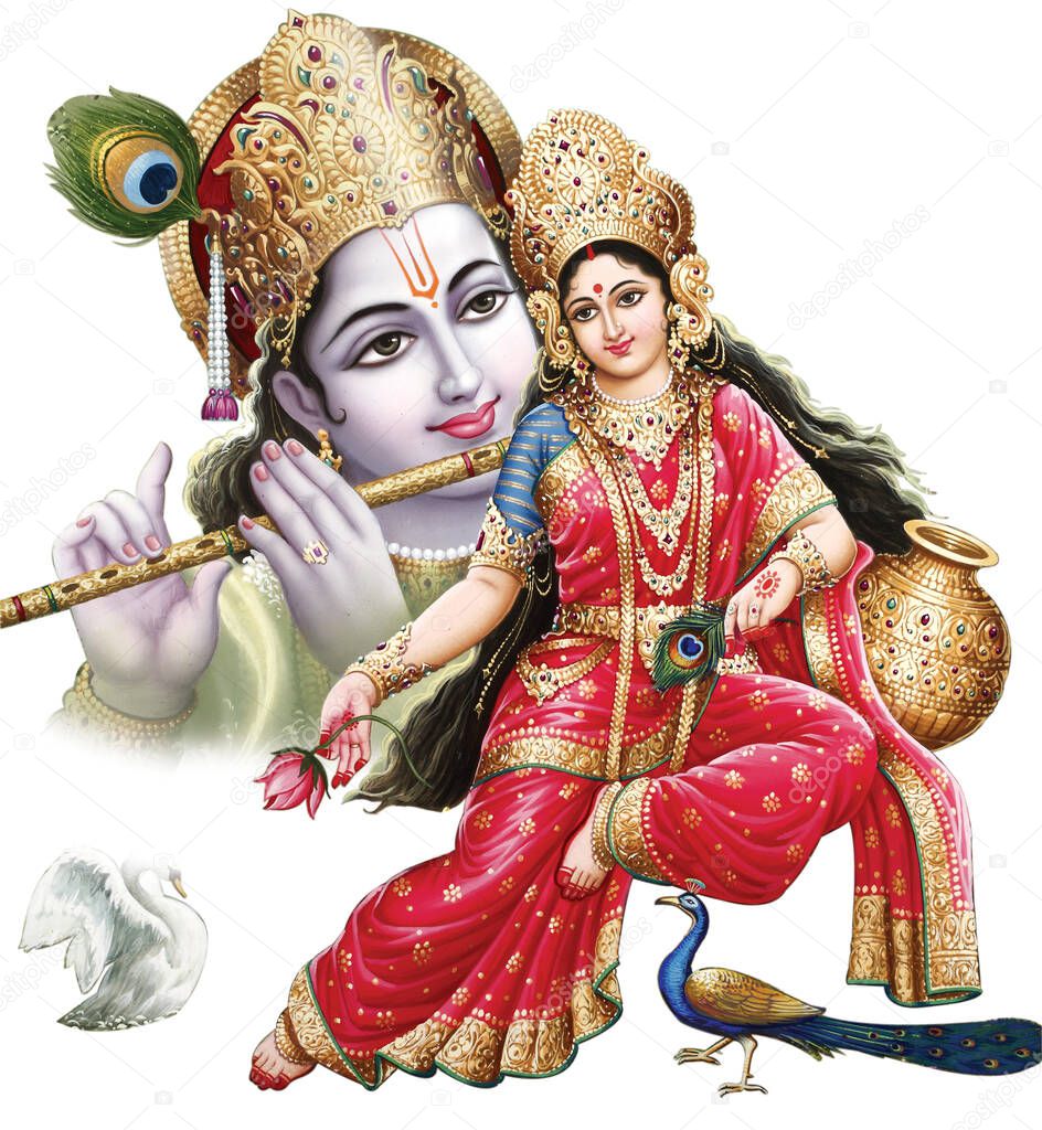 Indian God Radhakrishna, Indian Lord Krishna, Indian Mythological Image of Radhakrishna.