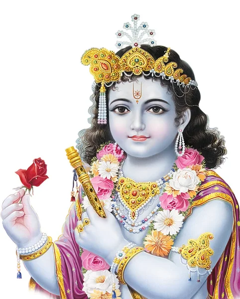 Der Indische Gott Lord Krishna Mit Seiner Flöte Macht Magische — Stockfoto