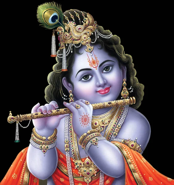 Der Indische Gott Lord Krishna Mit Seiner Flöte Macht Magische — Stockfoto